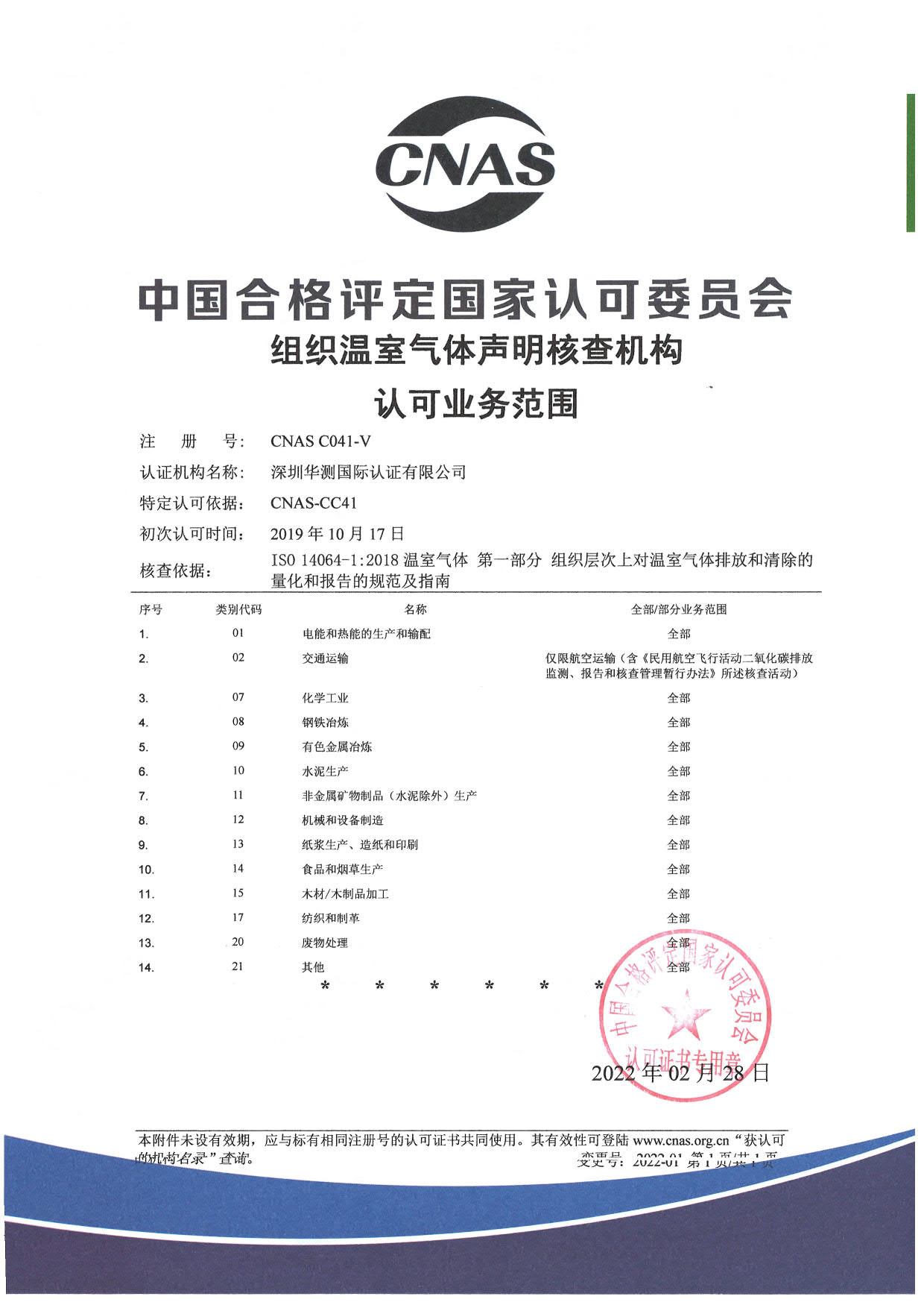 組織溫室氣體聲明核查機(jī)構(gòu)業(yè)務(wù)范圍